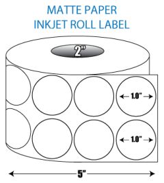 5 X 4 Inkjet Printer Roll Labels - Matte White Permanent Paper - 3 Core  ID - 6 Roll OD - 640/Roll, LD54IJ3PM